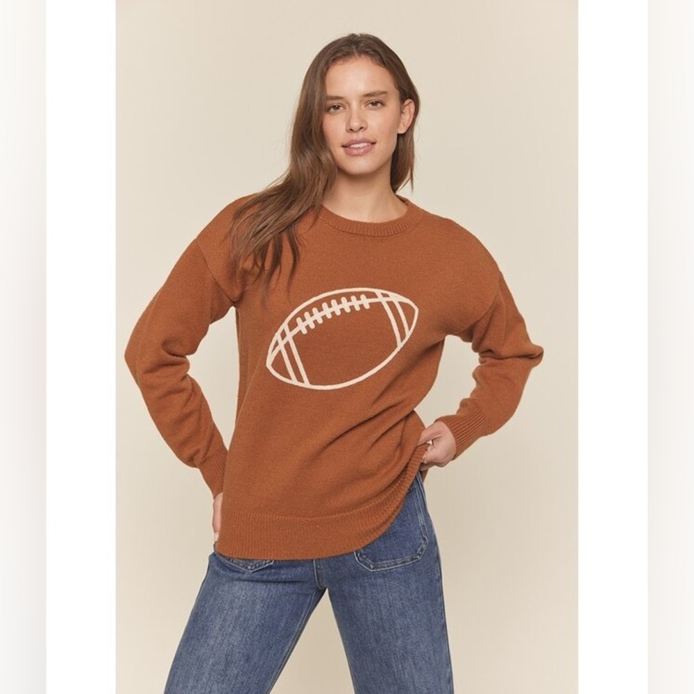 NWOT Indigo Brown Football Motif Sweater